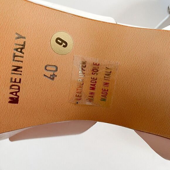 EMANUELE CASTRO White Made In Italy Leather Platform Heel Sandals Women’s US 9 - Picture 15 of 15